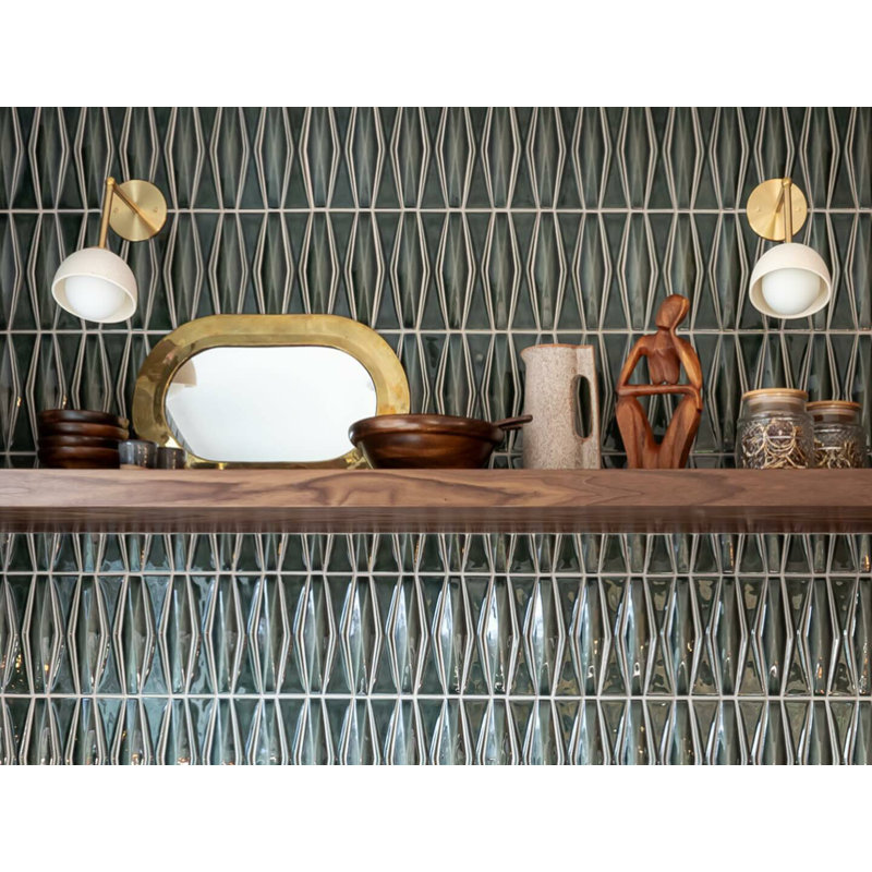 TileBar Nabi Harlequin 2X8 Crackled Glossy Glass Mosaic Tile